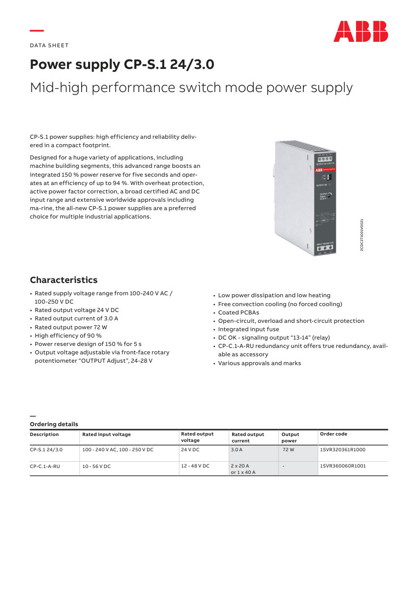 ABB 1SAC200137H0001 cut sheet — first page