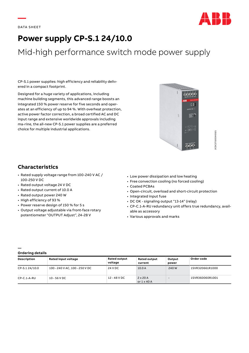 ABB 1SAC200139H0001 cut sheet — first page