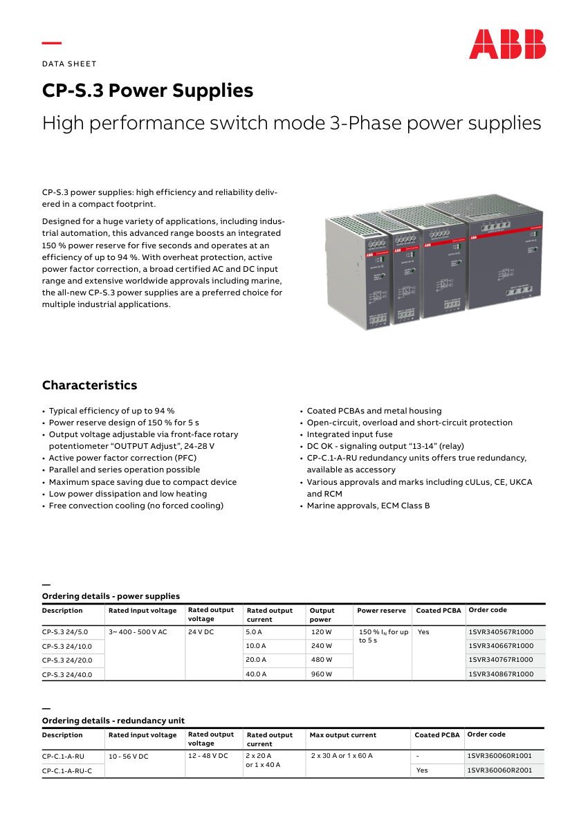ABB 1SAC200439H0001 cut sheet — first page