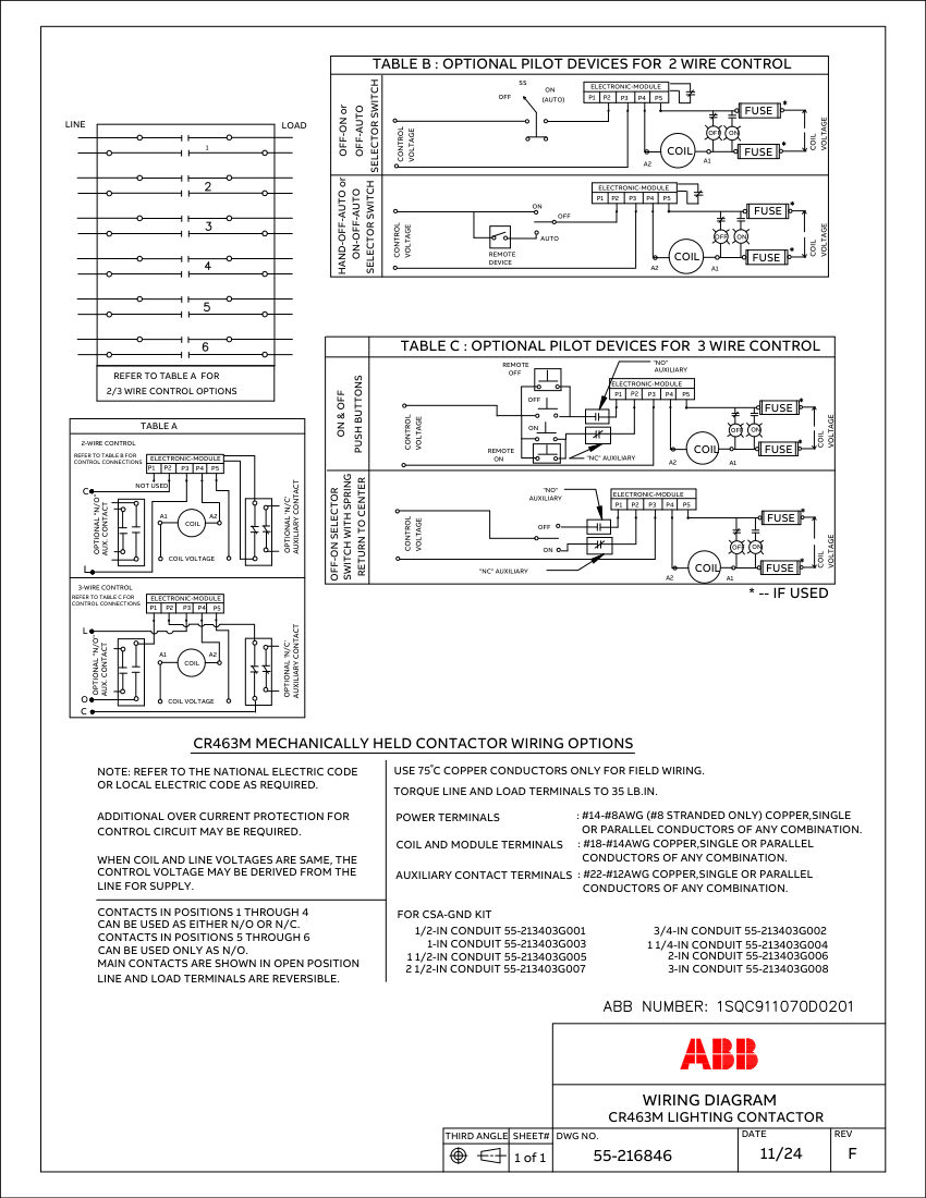 ABB 1SQC911070D0201 cut sheet — first page