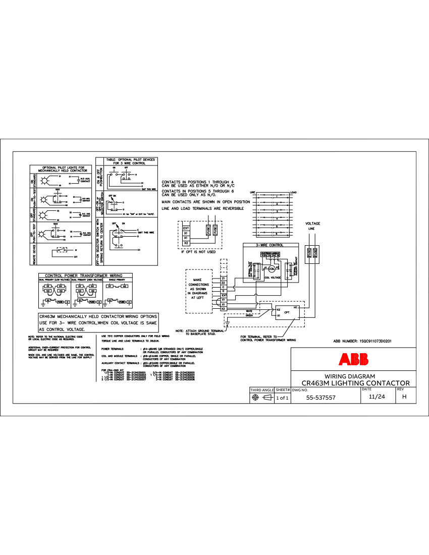 ABB 1SQC911073D0201 cut sheet — first page