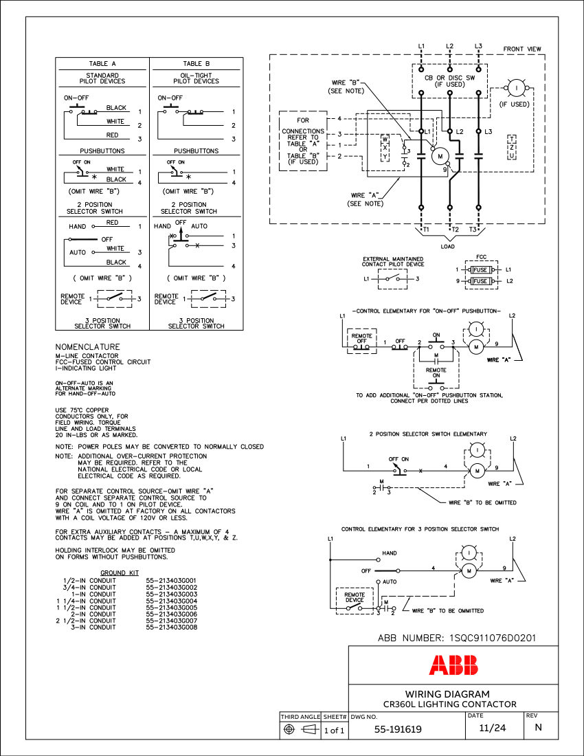 ABB 1SQC911076D0201 cut sheet — first page