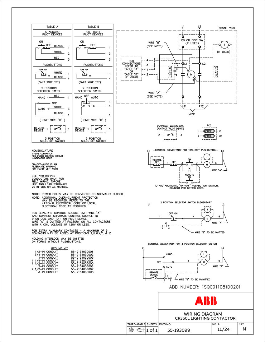 ABB 1SQC911081D0201 cut sheet — first page
