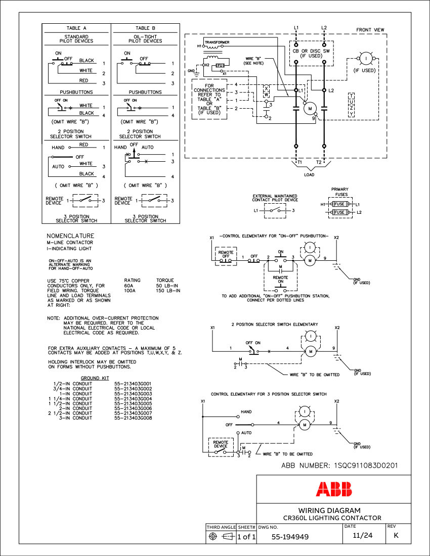 ABB 1SQC911083D0201 cut sheet — first page