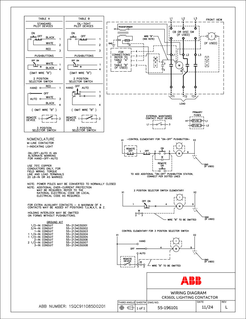 ABB 1SQC911085D0201 cut sheet — first page