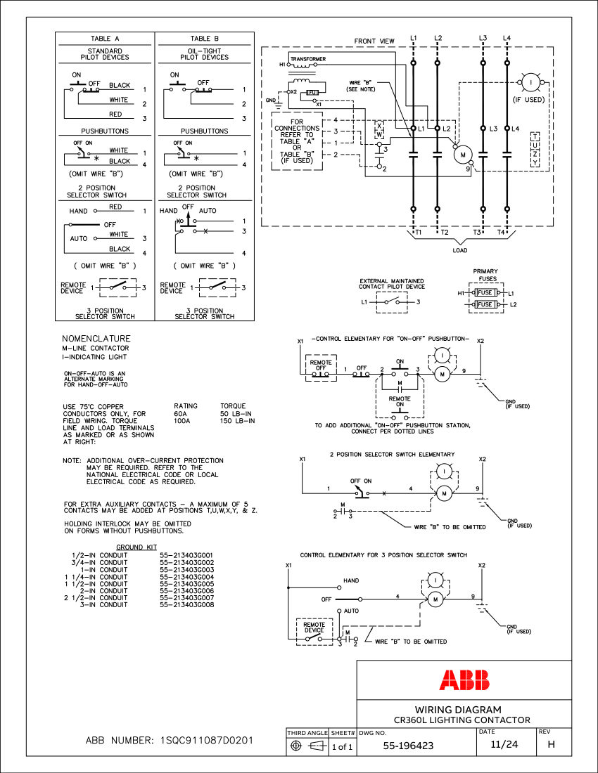 ABB 1SQC911087D0201 cut sheet — first page