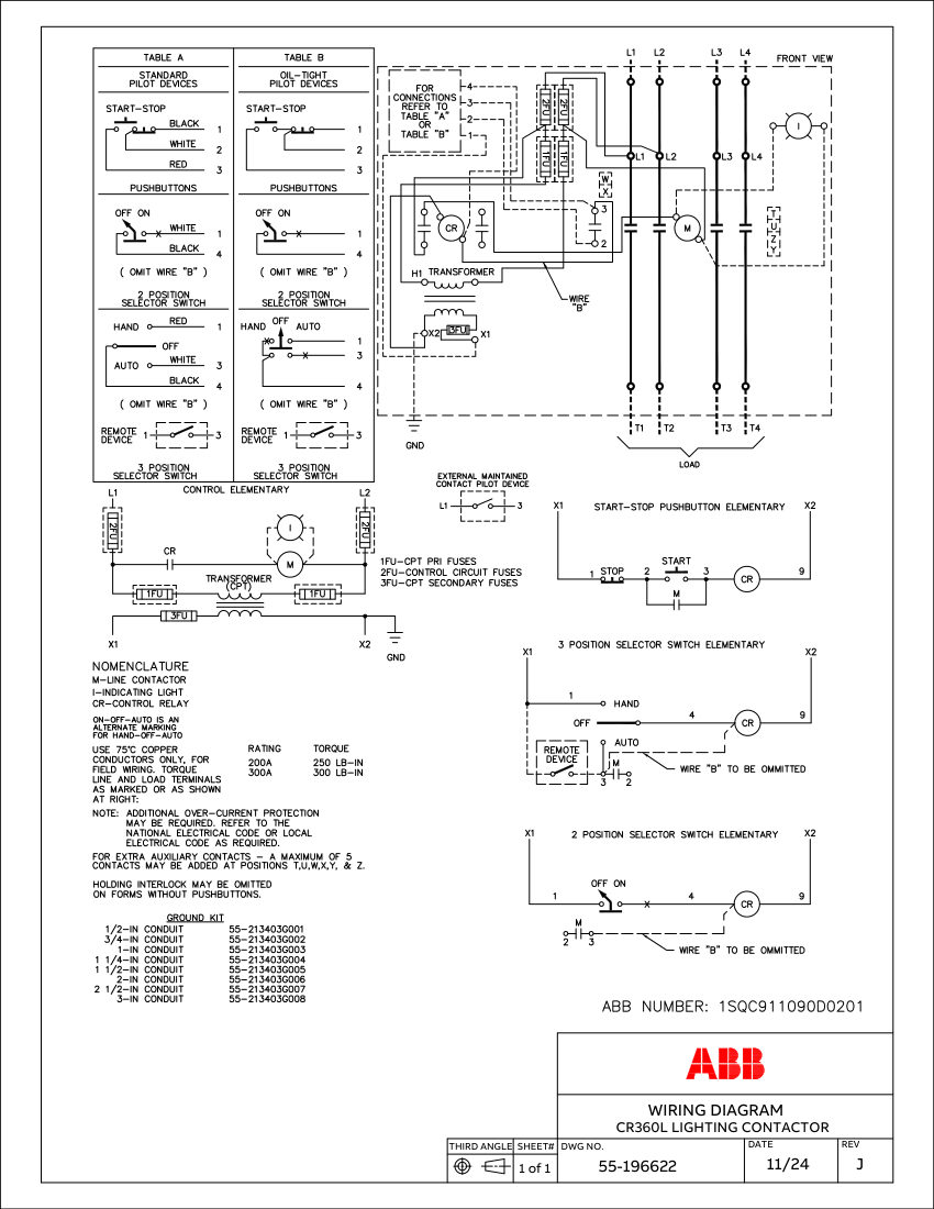 ABB 1SQC911090D0201 cut sheet — first page