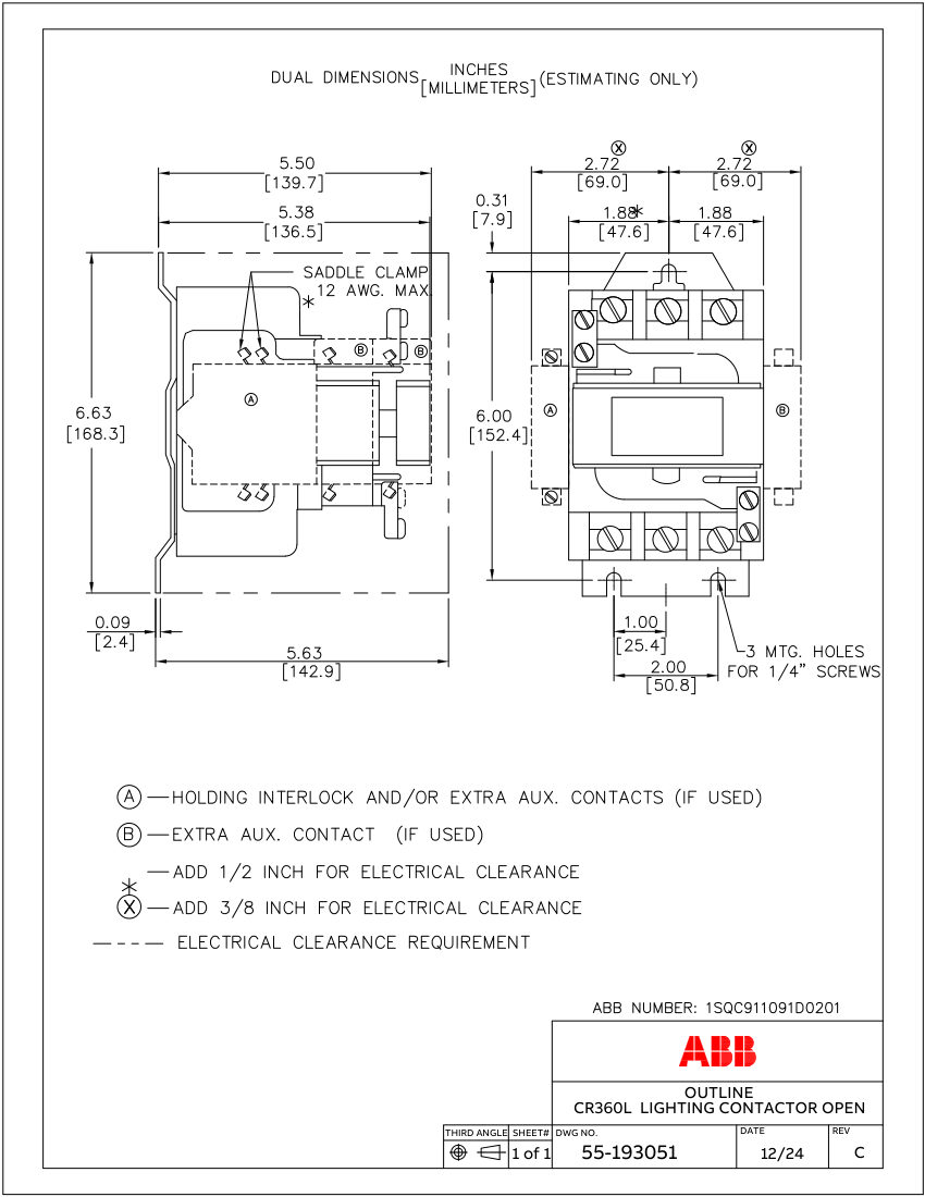 ABB 1SQC911091D0201 cut sheet — first page