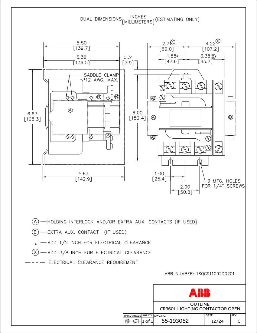 ABB 1SQC911092D0201 cut sheet — first page