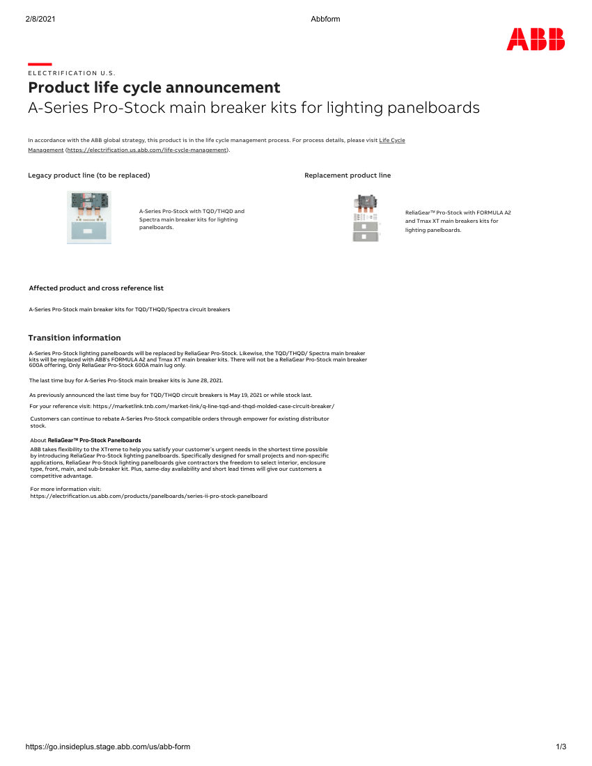 ABB 1SXU999040G0202 cut sheet — first page