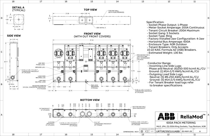 ABB 1TQC1333E0399 cut sheet — first page