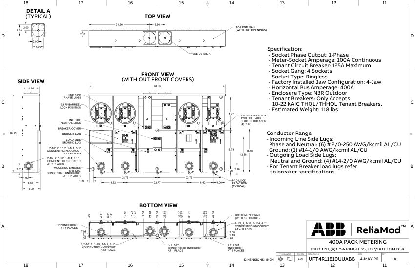 ABB 1TQC1333E0403 cut sheet — first page