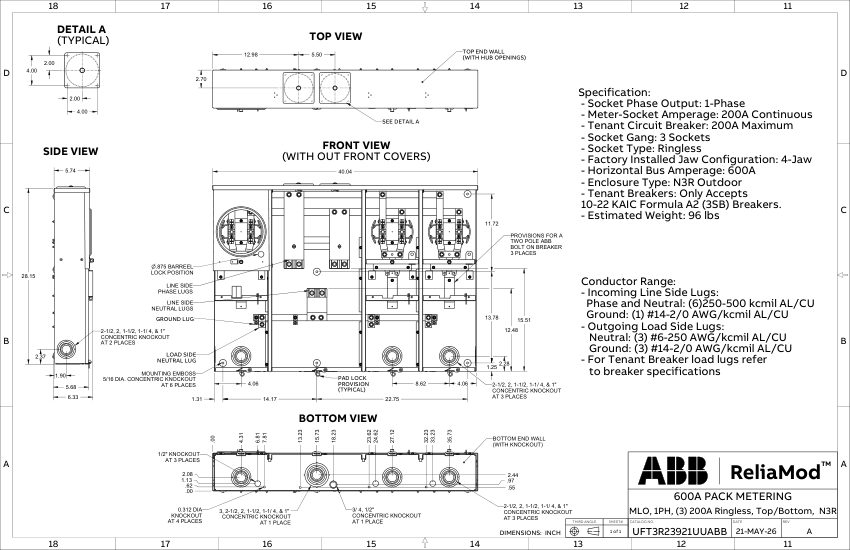 ABB 1TQC1333E0407 cut sheet — first page