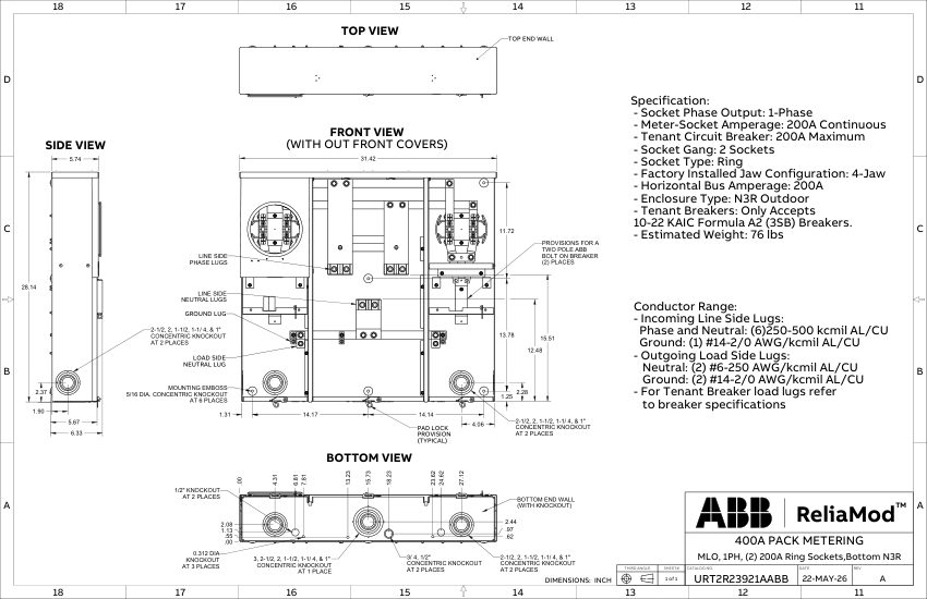 ABB 1TQC1333E0416 cut sheet — first page