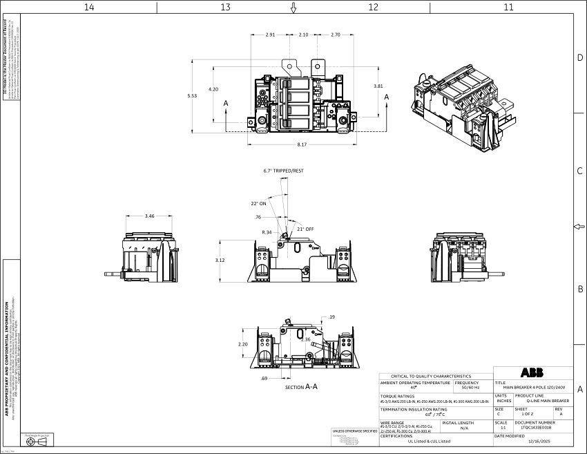 ABB 1TQC1433E0018 cut sheet — first page