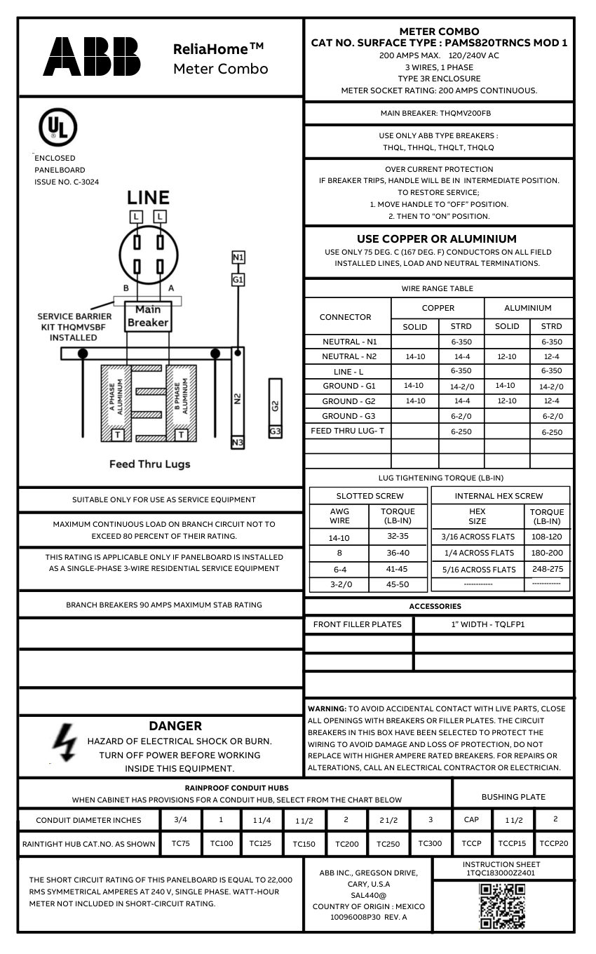 ABB 1TQC1832E0129 cut sheet — first page