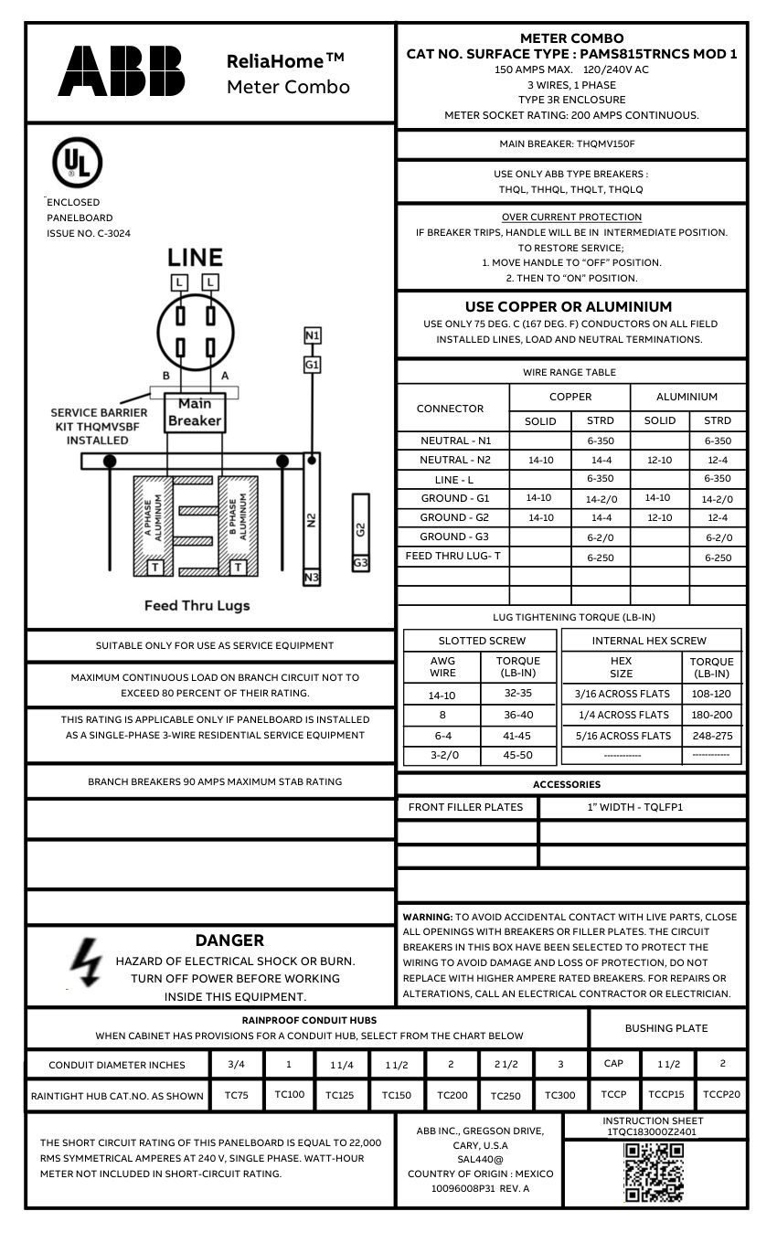 ABB 1TQC1832E0130 cut sheet — first page