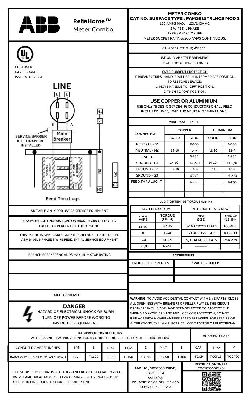 ABB 1TQC1832E0131 cut sheet — first page