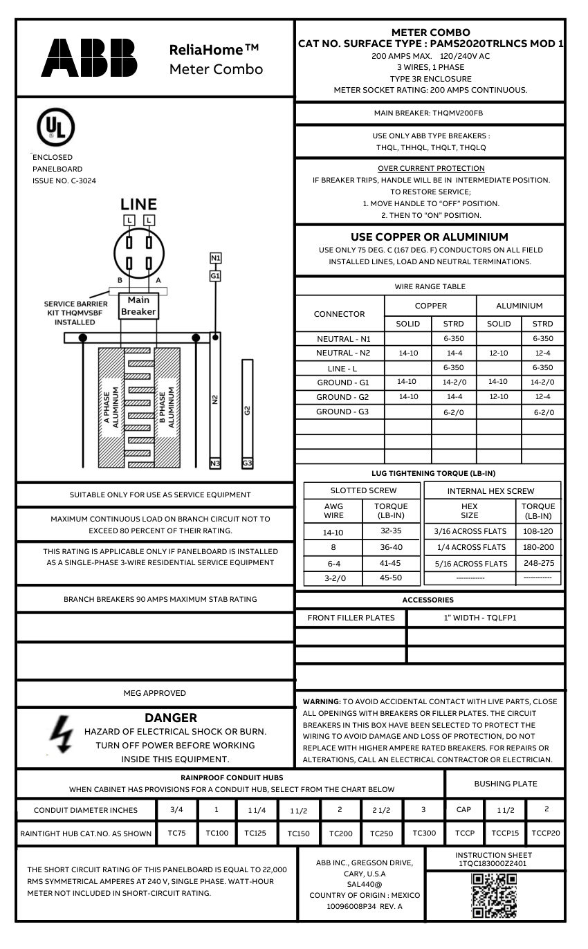 ABB 1TQC1832E0133 cut sheet — first page