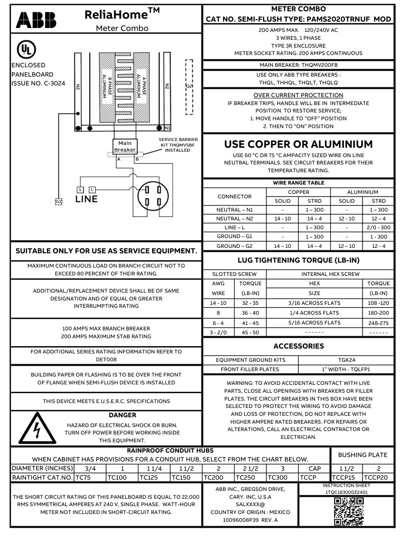 ABB 1TQC1832E0138 cut sheet — first page