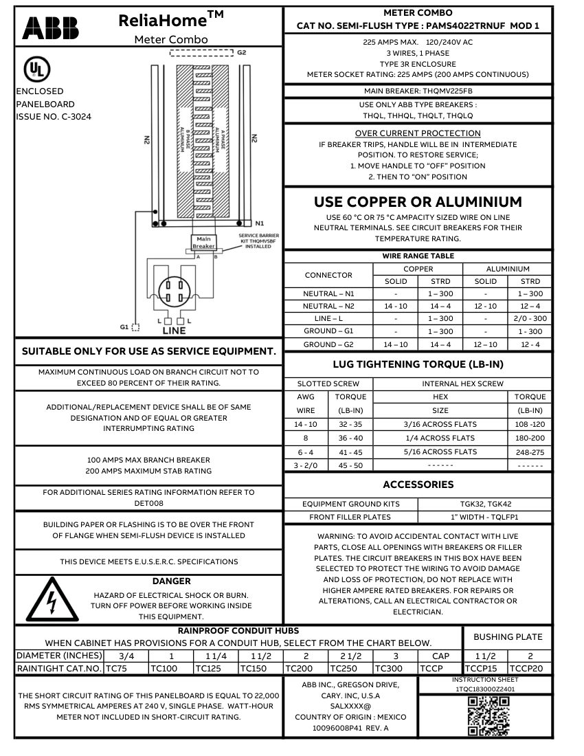 ABB 1TQC1832E0140 cut sheet — first page