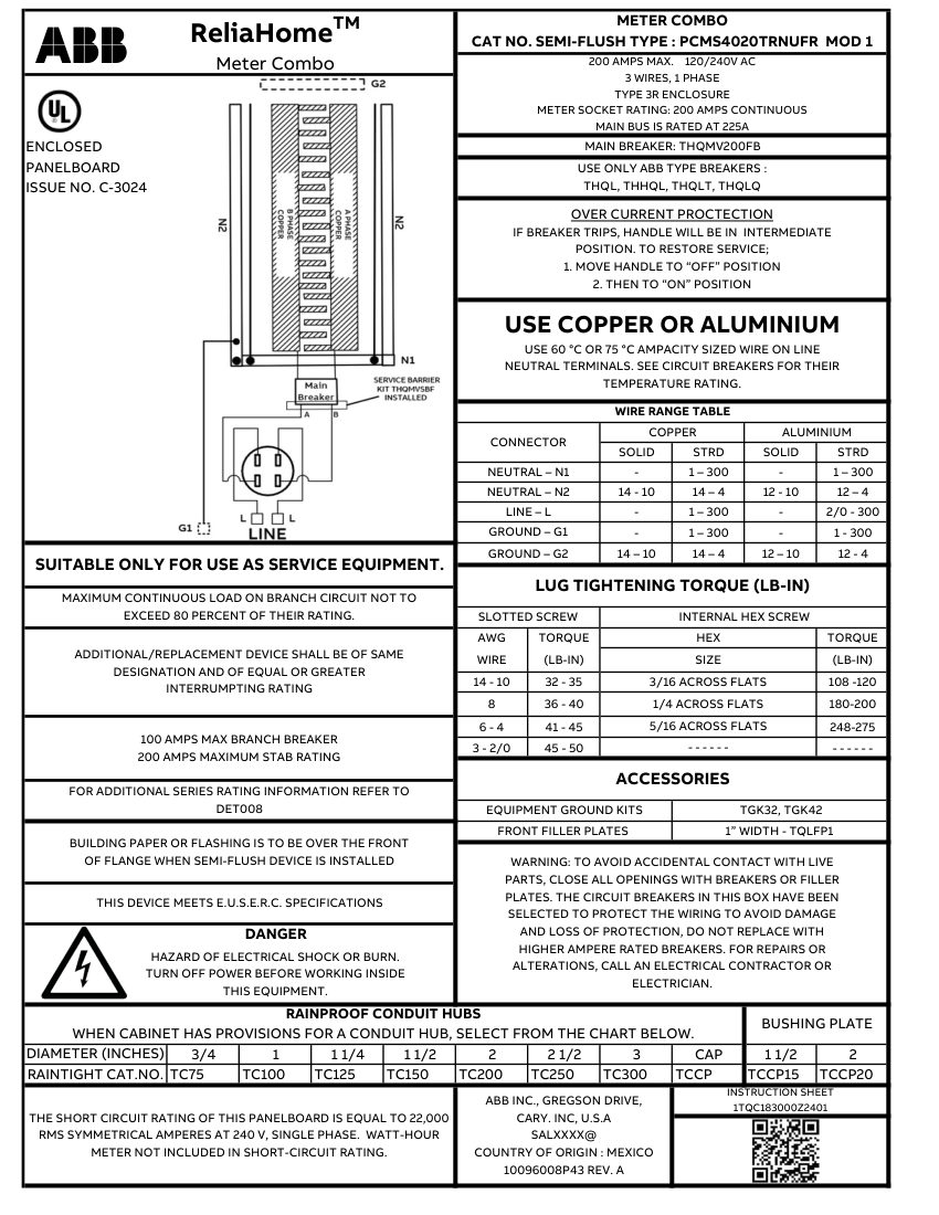 ABB 1TQC1832E0142 cut sheet — first page