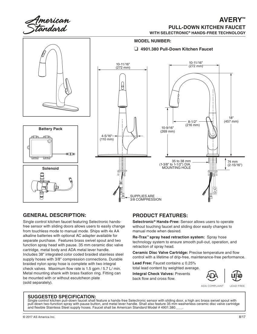 American Standard 4901380 cut sheet — first page