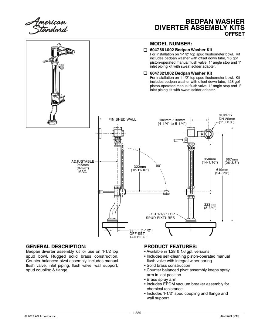 American Standard 6047821 cut sheet — first page