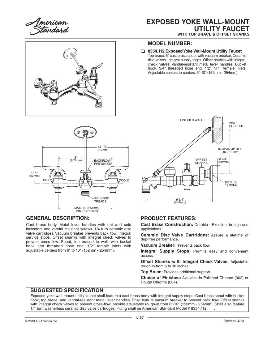American Standard 8354112 cut sheet — first page