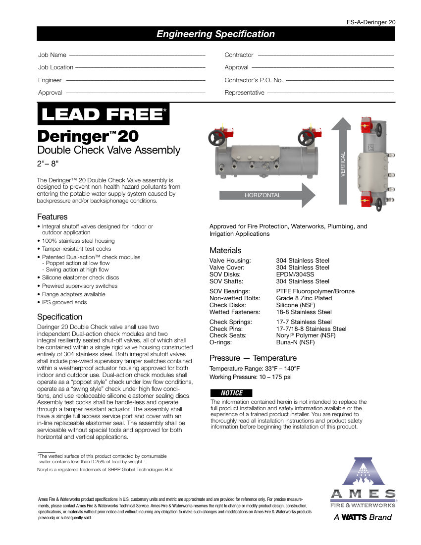 Ames Fire & Waterworks 20 cut sheet — first page