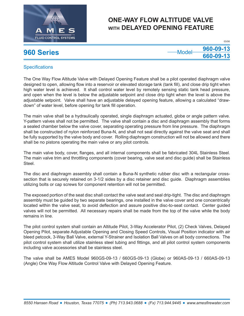 Ames Fire & Waterworks 960-09-13 cut sheet — first page