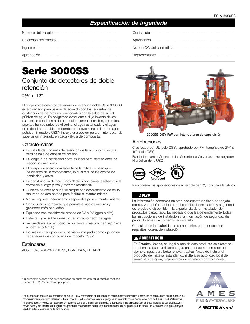 Ames Fire & Waterworks  cut sheet — first page