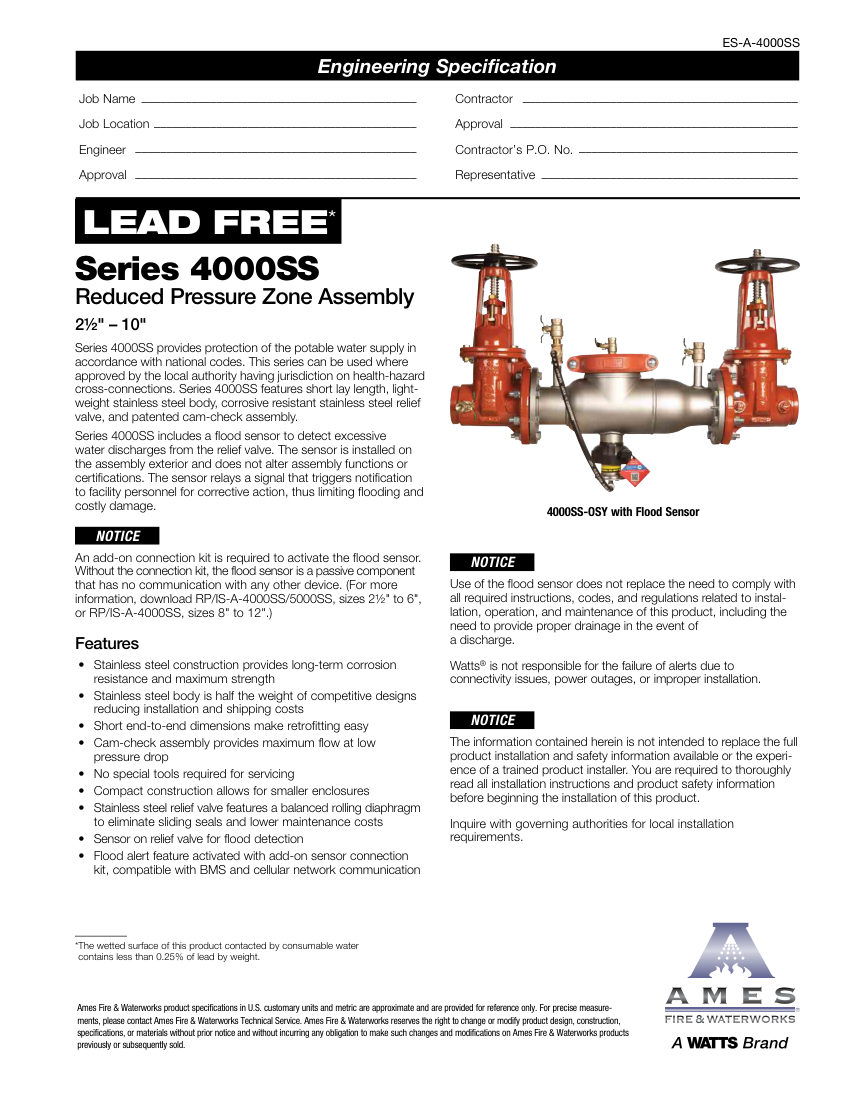 Ames Fire & Waterworks  cut sheet — first page
