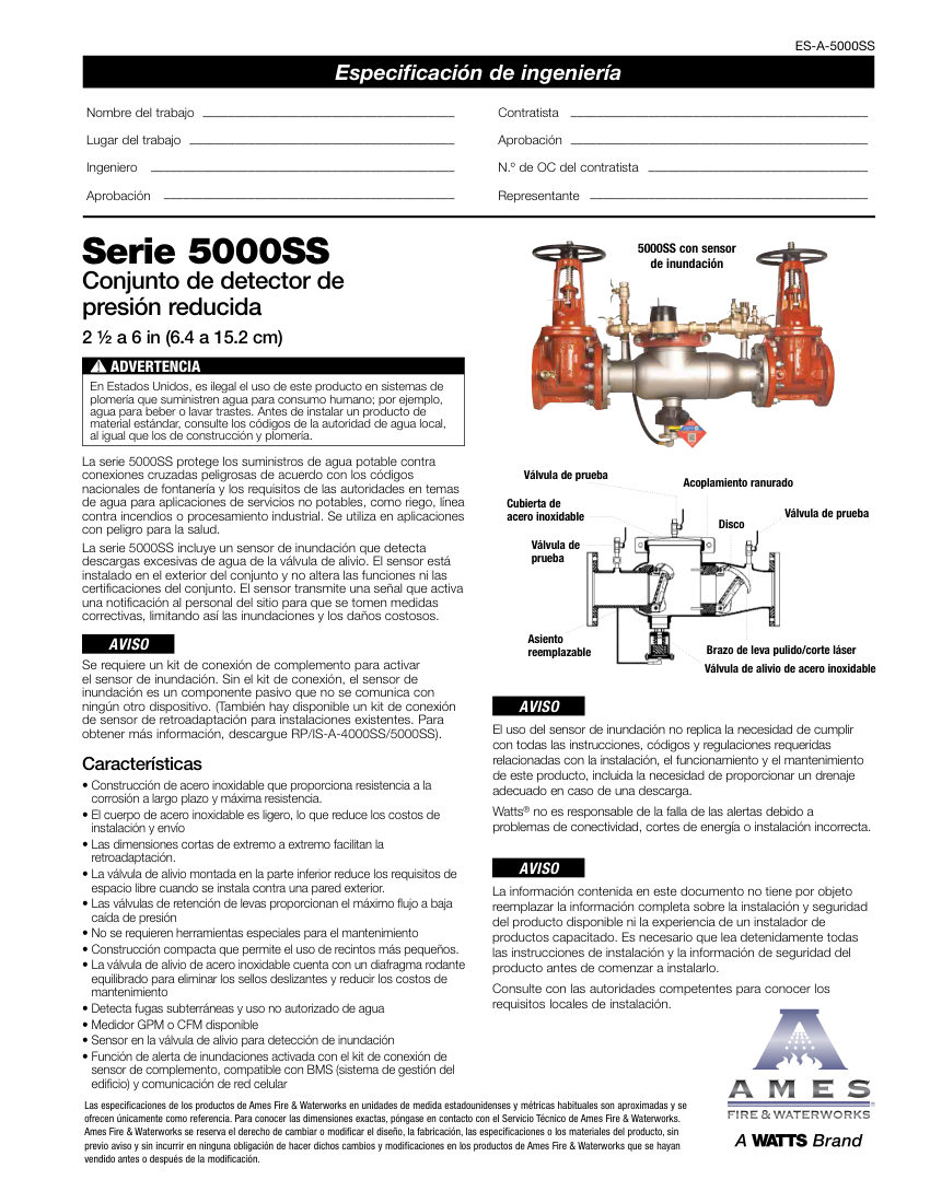 Ames Fire & Waterworks  cut sheet — first page