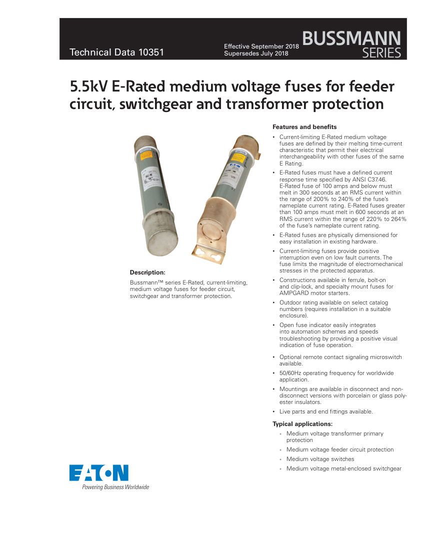 Bussmann 5CLE cut sheet — first page