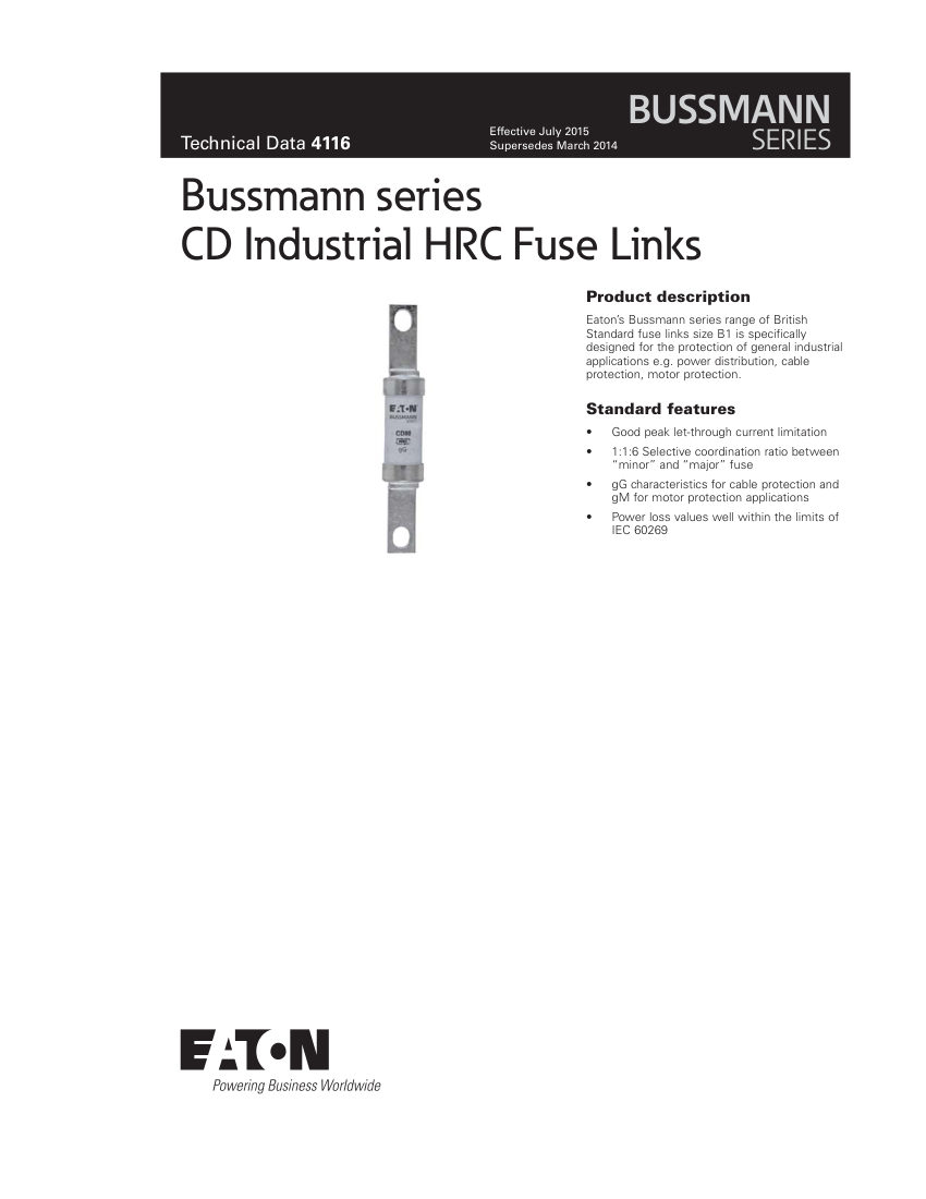 Bussmann CD80 cut sheet — first page