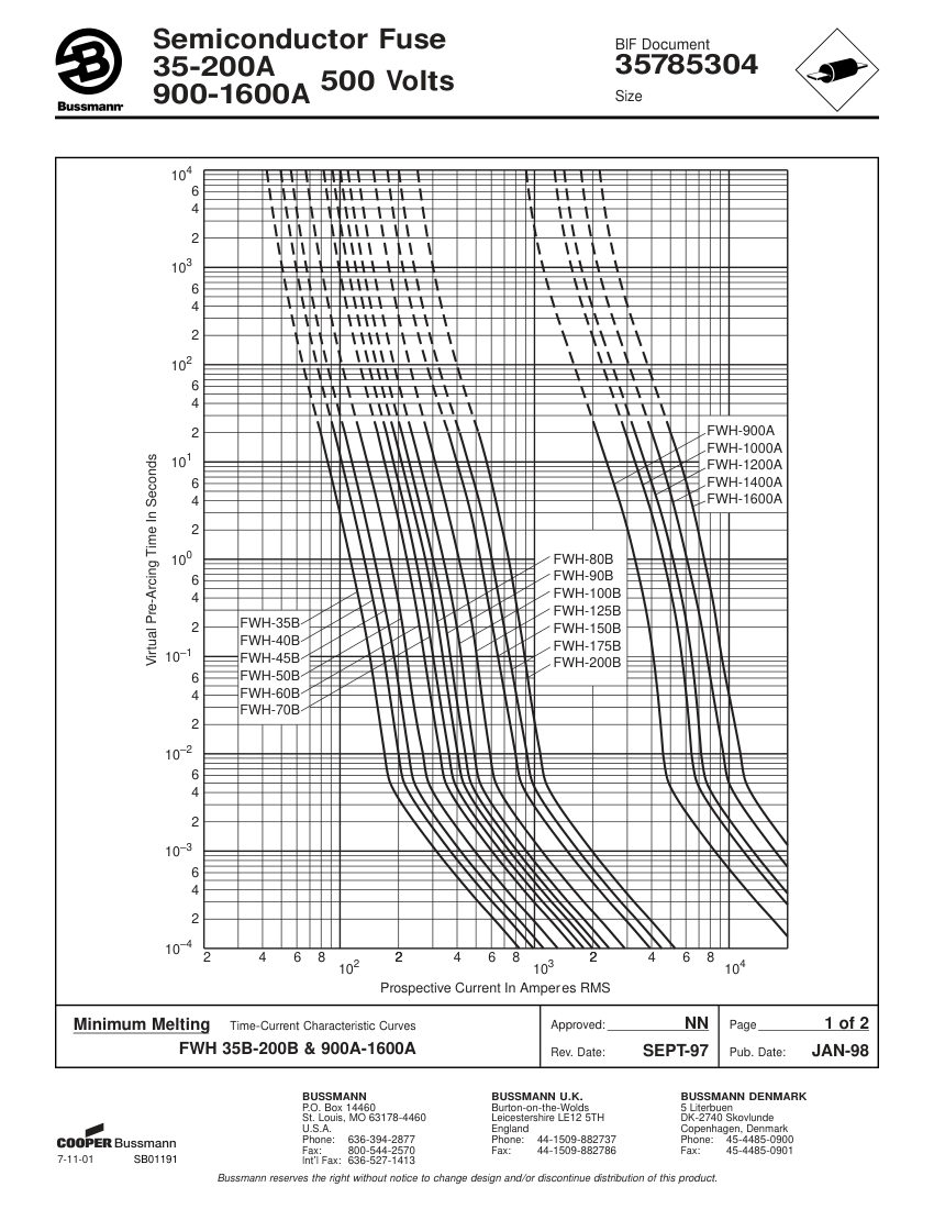 Bussmann FWH-35B cut sheet — first page