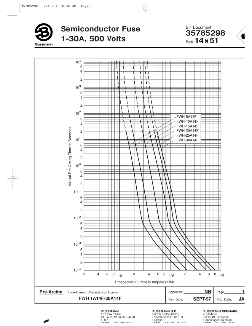 Bussmann FWH-5A14F cut sheet — first page