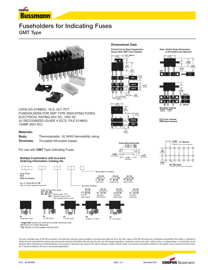 Bussmann HLS cut sheet — first page