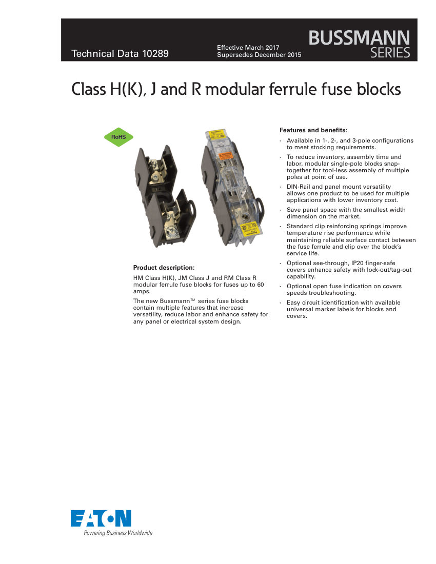 Bussmann HM25030-1CR cut sheet — first page