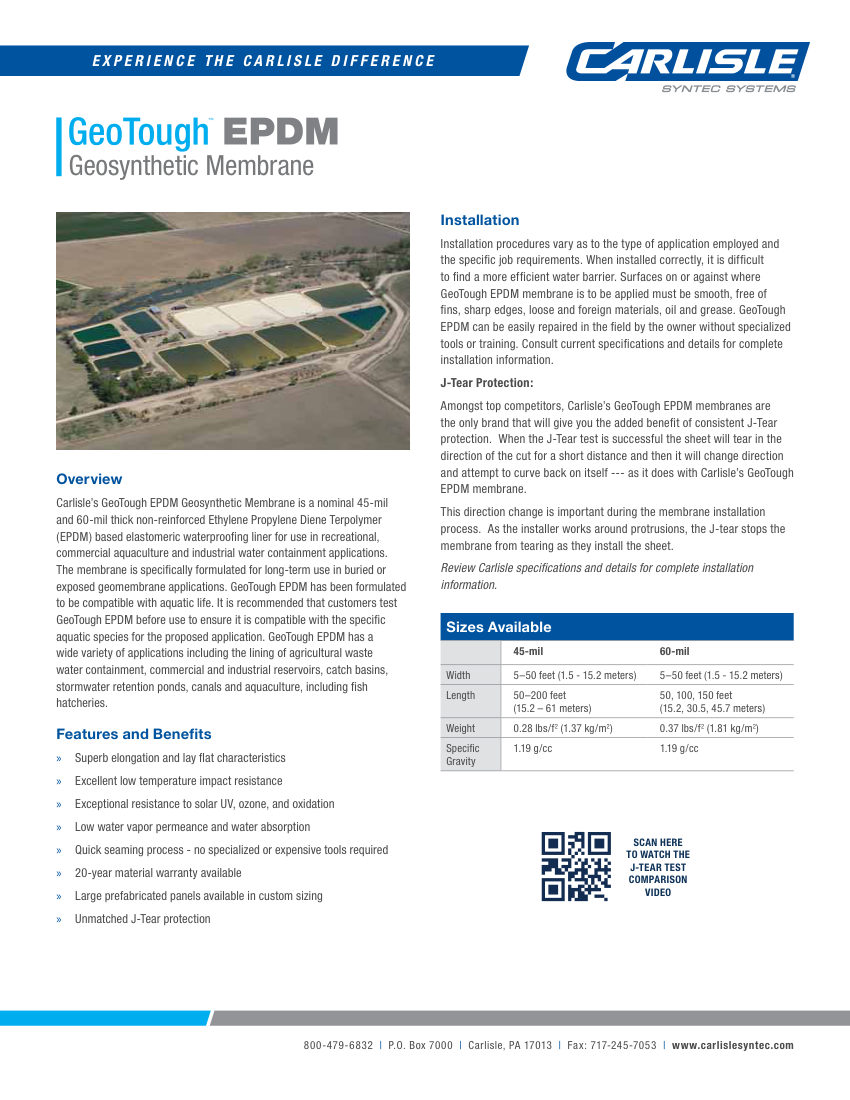 Carlisle SynTec GeoTough EPDM cut sheet — first page
