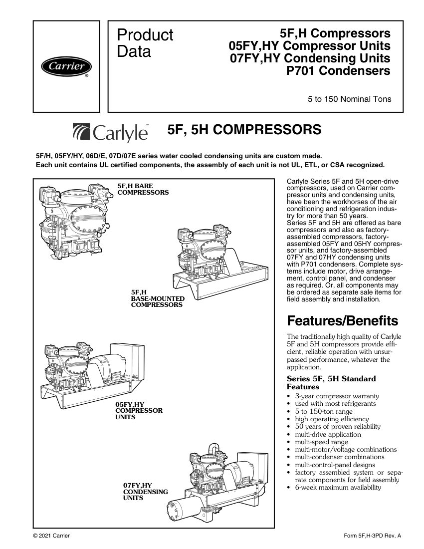 Carrier 05FY cut sheet — first page