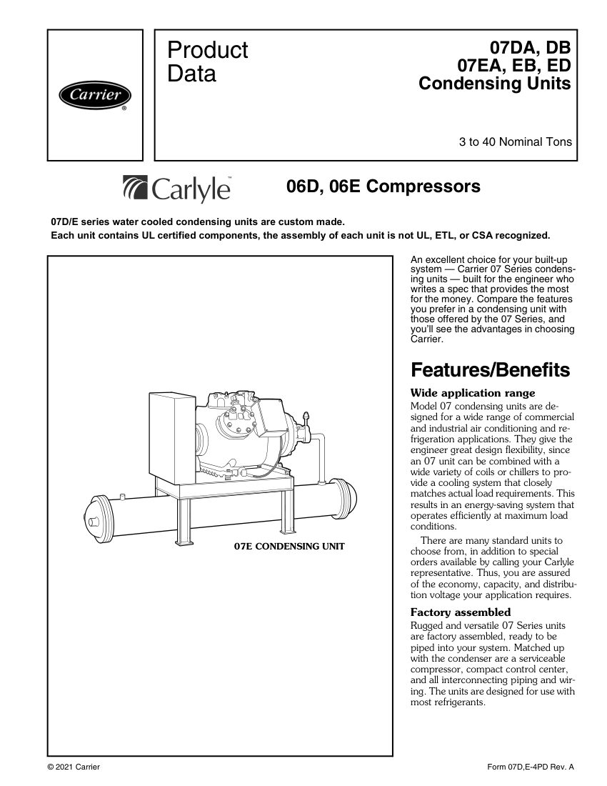 Carrier 07D cut sheet — first page