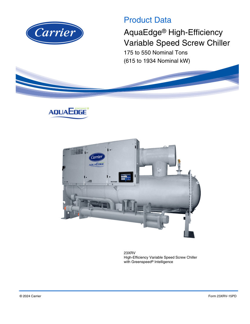 Carrier 23XRV cut sheet — first page