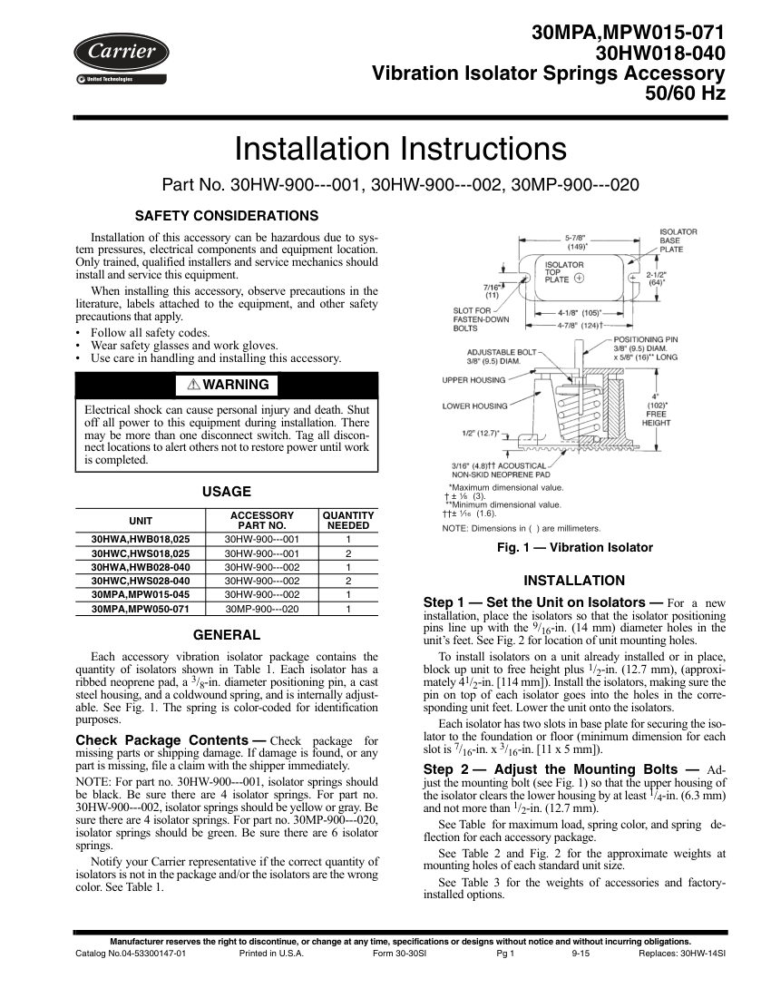 Carrier 30MP cut sheet — first page