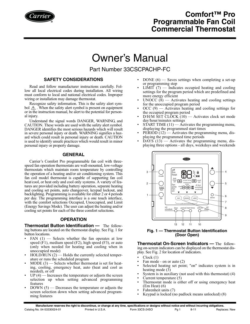 Carrier 33CSCPACHP-FC cut sheet — first page