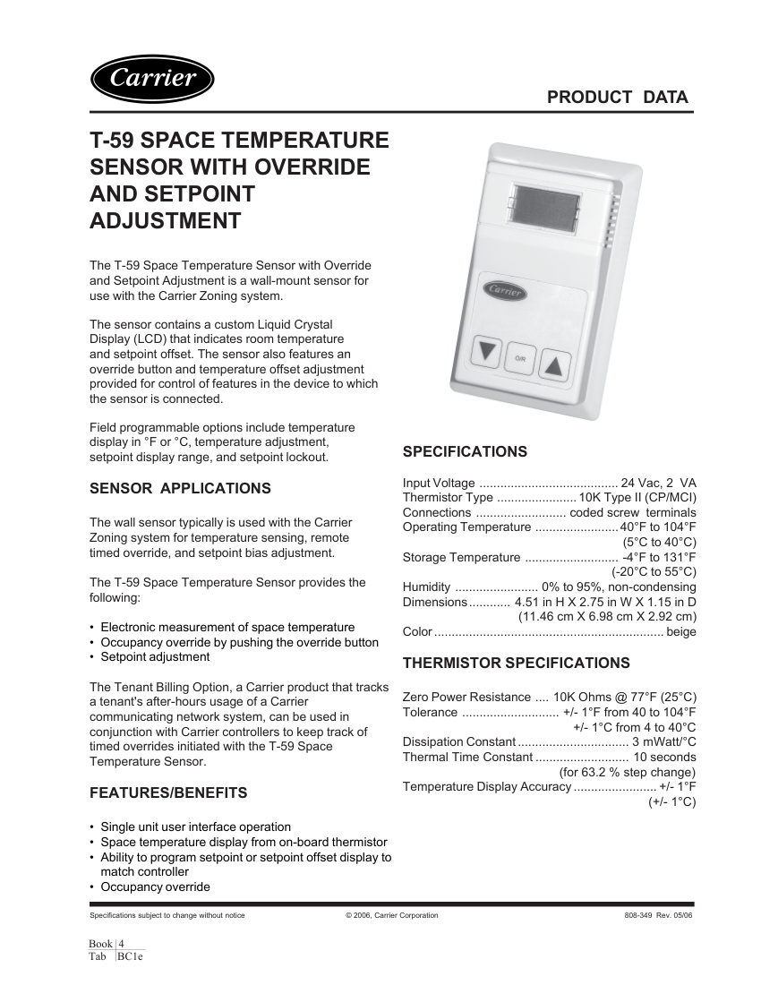 Carrier 33ZCT59SPT cut sheet — first page