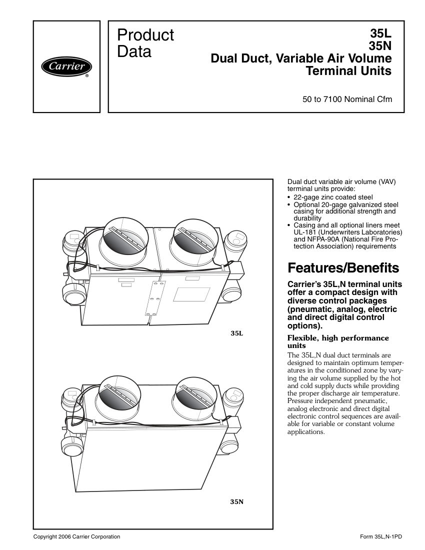 Carrier 35L cut sheet — first page