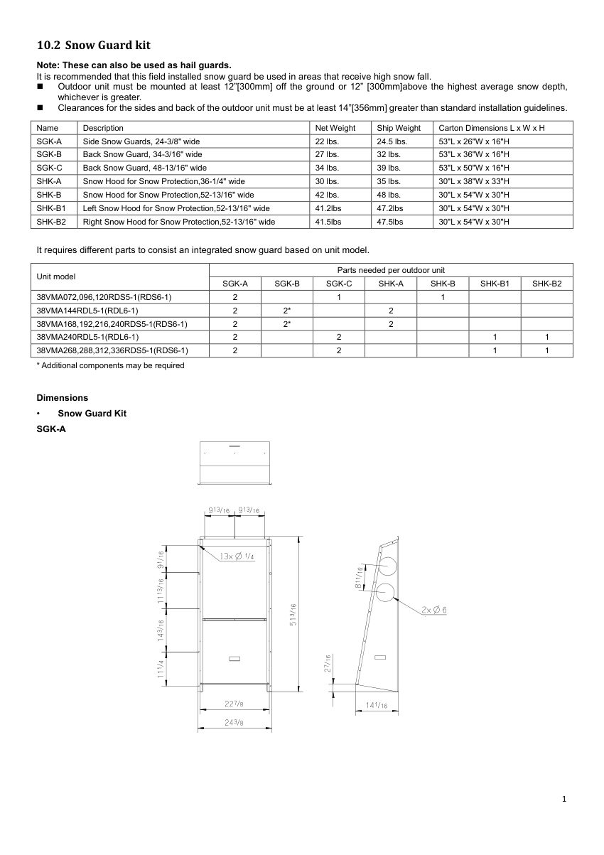 Carrier 38VMH cut sheet — first page