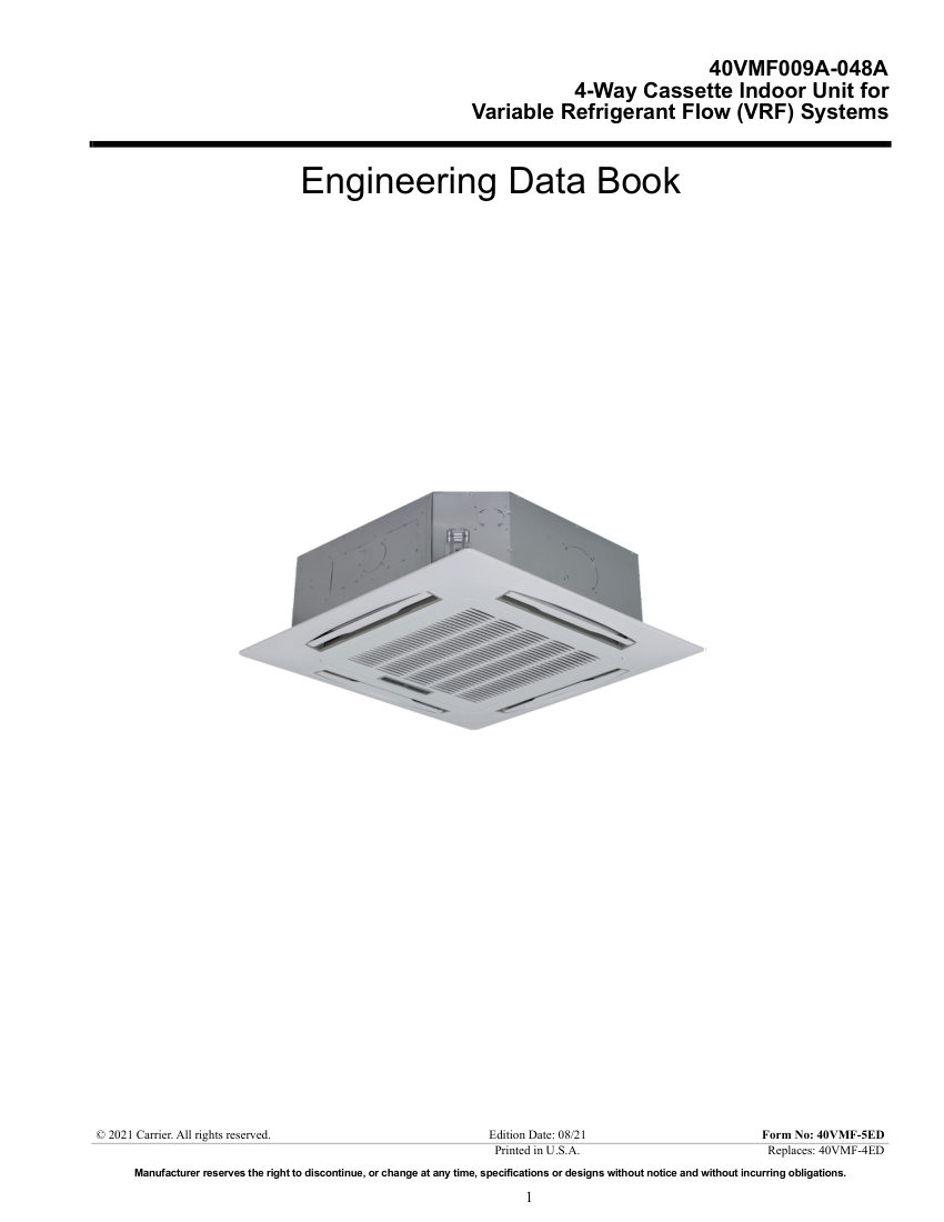 Carrier 40VMF cut sheet — first page